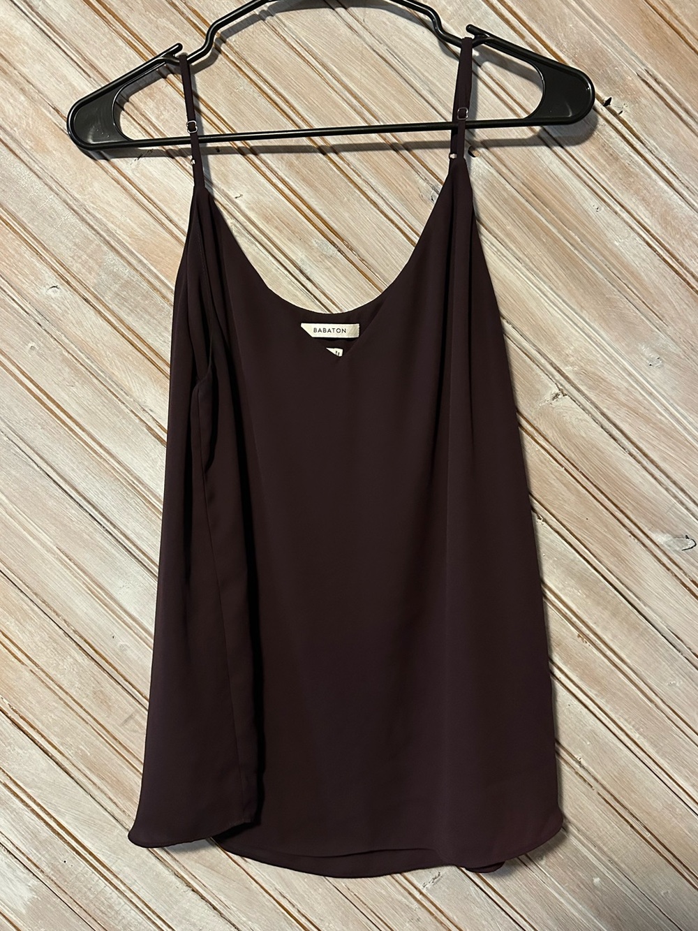 Babaton Dark Maroon Lightweight Spaghetti Adjustable Strap Mesh Tank Top